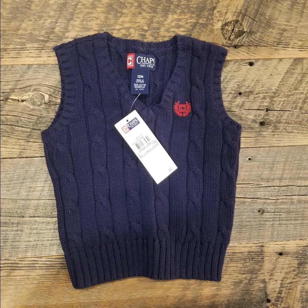 NWT Chaps Cable Knit Baby Vest
